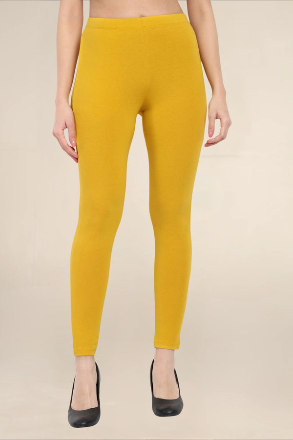 Women Mustard Regular Pocket Legging