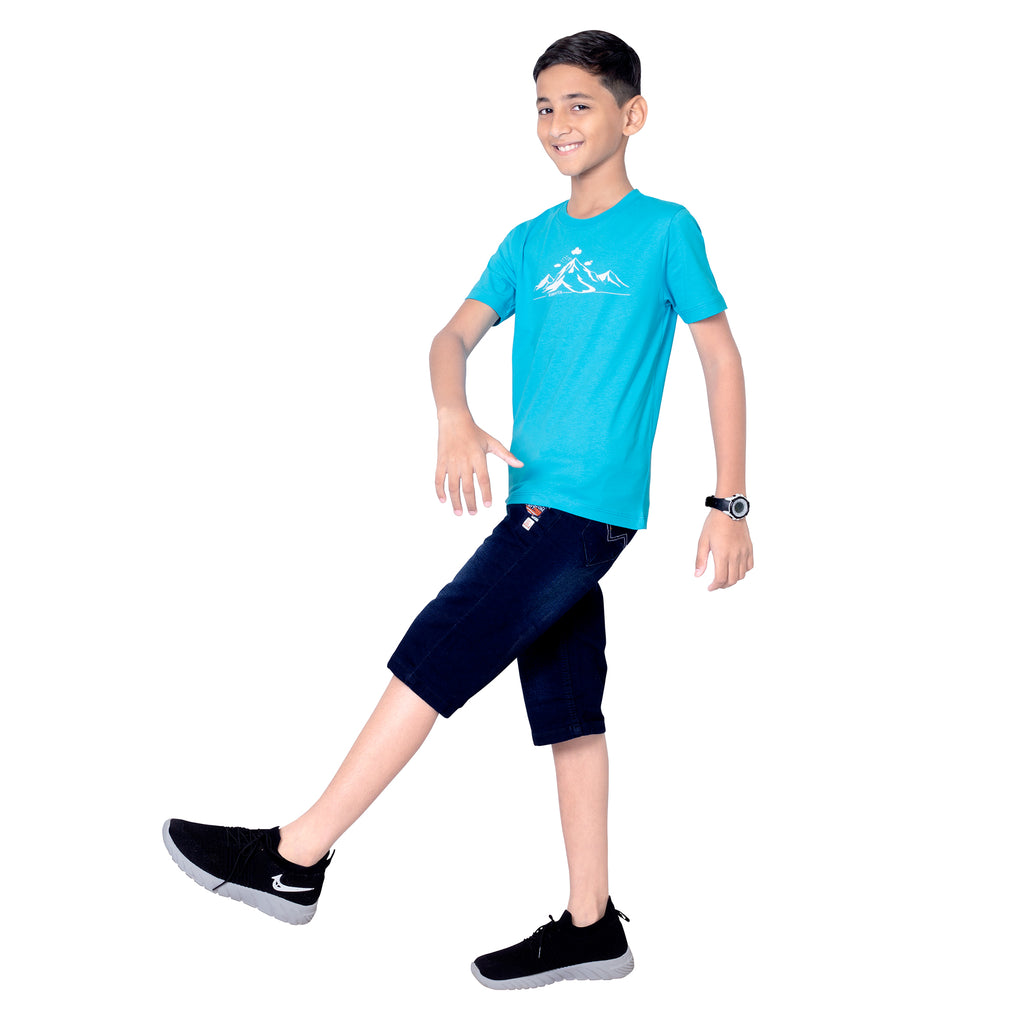 Boys Scuba Blue Round Neck T-Shirt