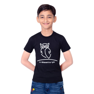 Boys Black Round Neck T-Shirt