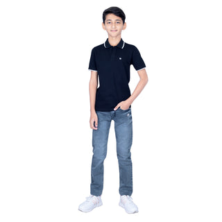 Boys Black Comfort Cotton Polo T-Shirt