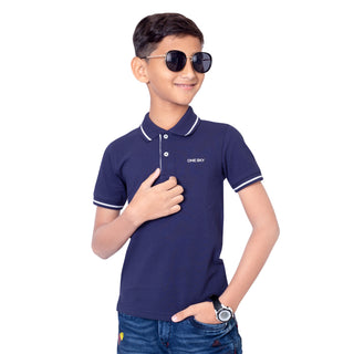 Boys Navy Tipping Polo T-Shirt