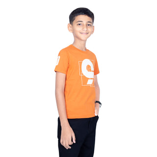 Boys Bright Orange Round Neck T-Shirt