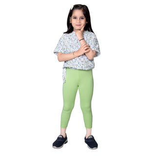 Girls Soft Green Ankle Length Legging