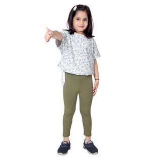 Girls Olive Ankle Length Legging