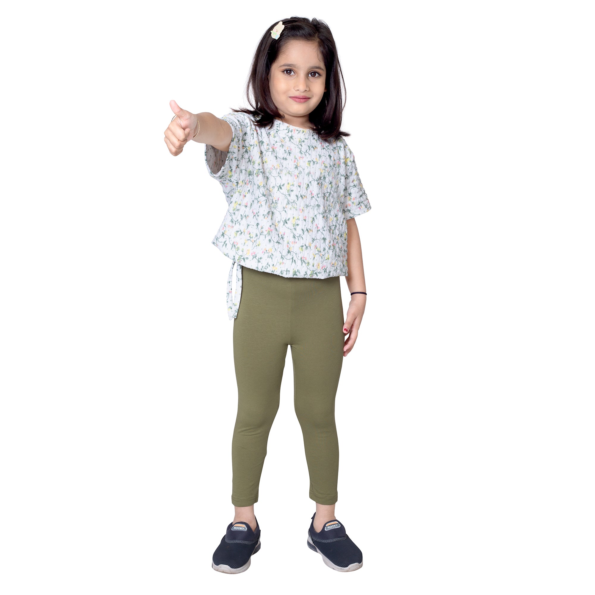 Girls Olive Ankle Length Legging