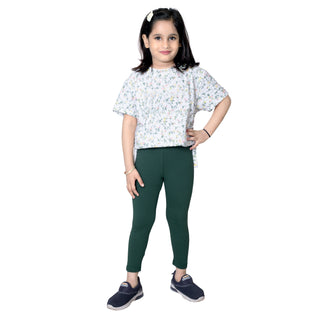 Girls Moss Green Ankle Length Legging