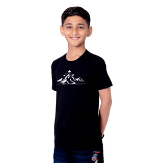 Boys Black Round Neck T-Shirt