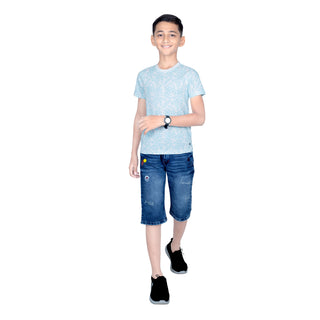 Boys White Round Neck T-Shirt