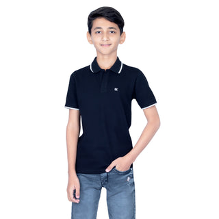 Boys Black Comfort Cotton Polo T-Shirt