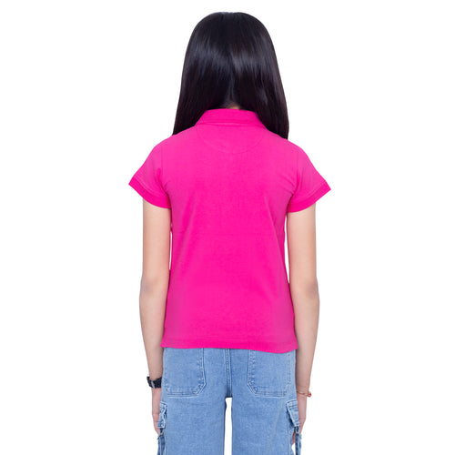 Girls Fuchsia Polo T-Shirt