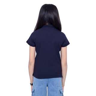 Girls Tommy Navy Polo T-Shirt