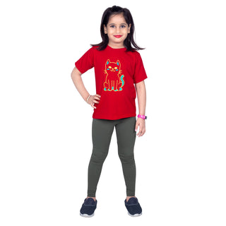 Girls Dark Military Regular Legging