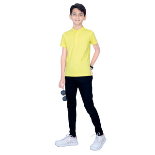 Boys Pop Yellow Classic Henley Polo T-Shirt