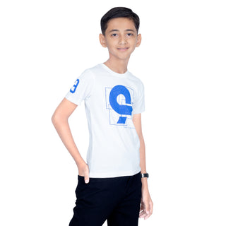 Boys White Round Neck T-Shirt