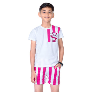 Unisex White Fuchsia Clothing Set