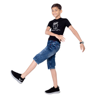 Boys Black Round Neck T-Shirt