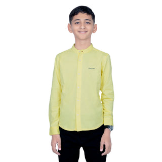 Boys Soft Yellow Cotton Full Sleeves Shirt