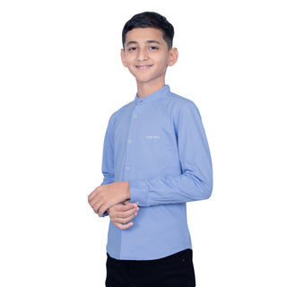 Boys Fresh Sky Chinese Collar Full Sleeves Shirt