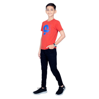 Boys Classic Red Round Neck T-Shirt