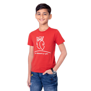 Boys Classic Red Round Neck T-Shirt