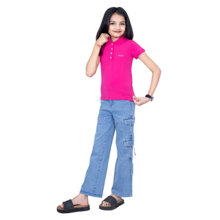 Girls Fuchsia Polo T-Shirt