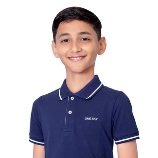 Boys Navy Tipping Polo T-Shirt