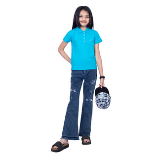 Girls Scuba Blue Polo T-Shirt