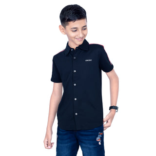 Boys Black Button Up Casual Shirt