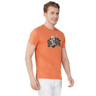 Men Tobacco Round Neck T-Shirt