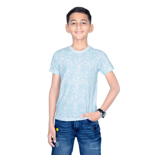 Boys White Round Neck T-Shirt