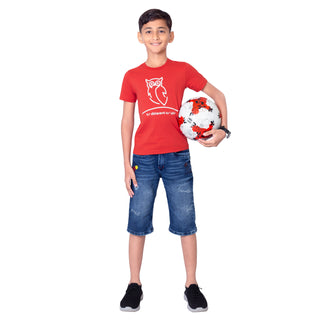 Boys Classic Red Round Neck T-Shirt