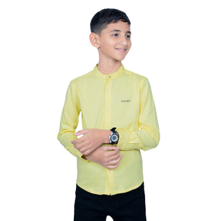 Boys Soft Yellow Cotton Full Sleeves Shirt