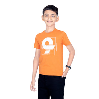 Boys Bright Orange Round Neck T-Shirt