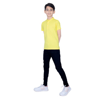 Boys Pop Yellow Classic Henley Polo T-Shirt