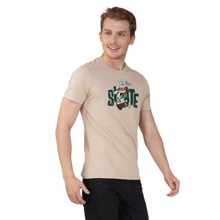 Men Beige Round Neck T-Shirt