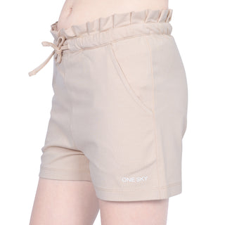 GIRLS BEIGE FRILL SHORTS