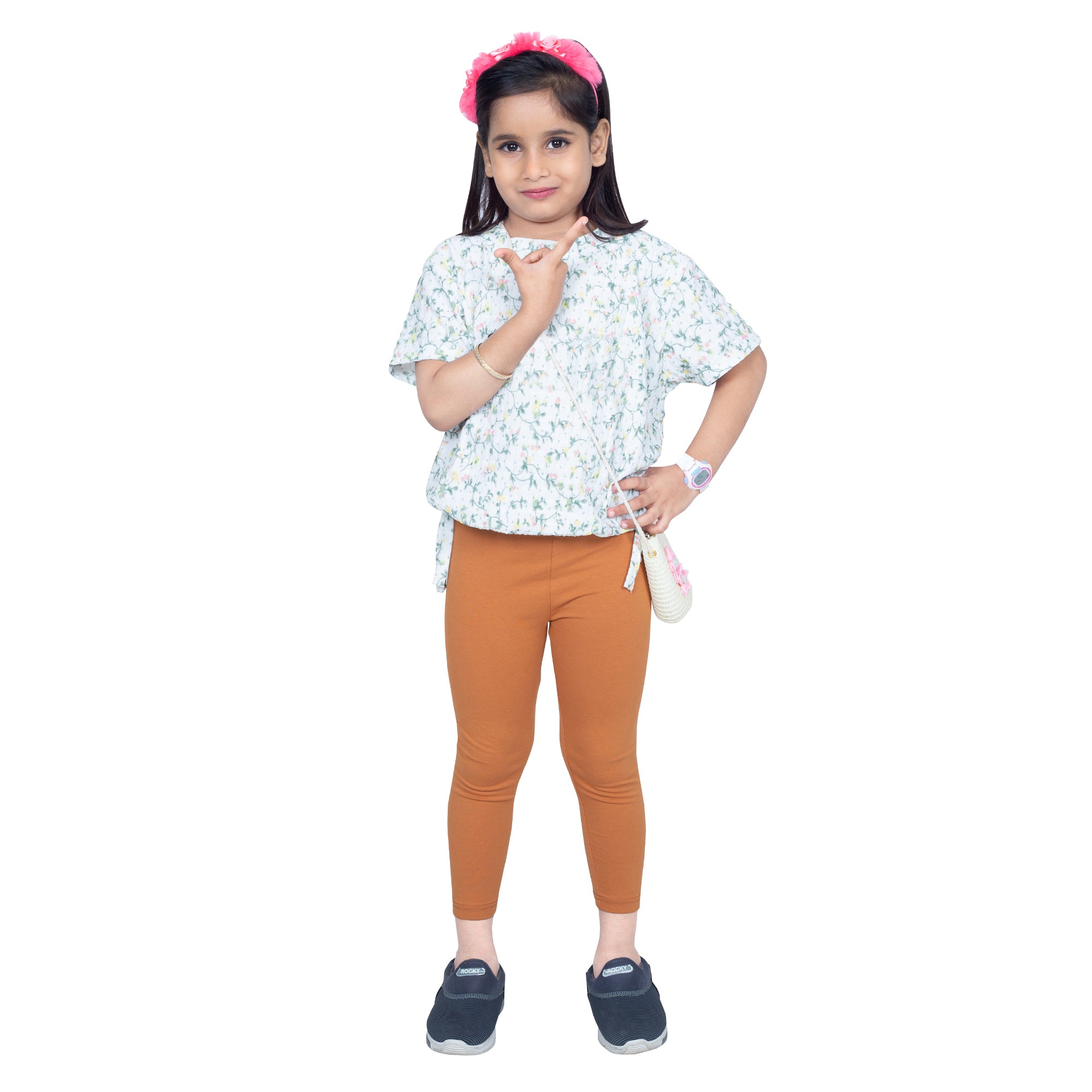 Girls Brick Red Ankle Length Legging