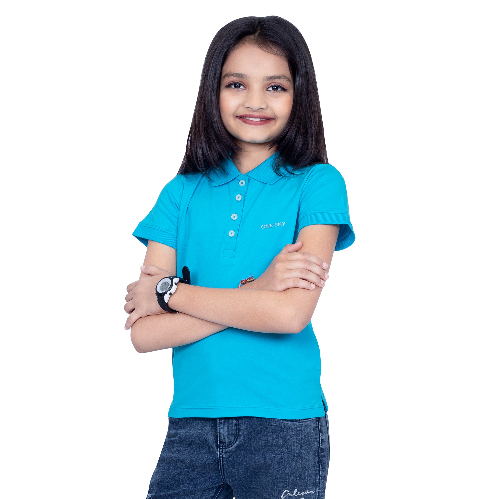 Girls Scuba Blue Polo T-Shirt