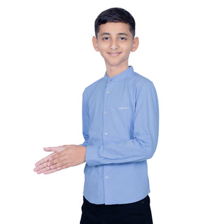 Boys Fresh Sky Chinese Collar Full Sleeves Shirt