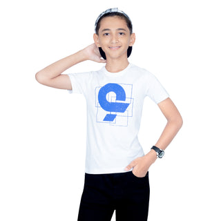 Boys White Round Neck T-Shirt