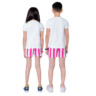 Unisex White Fuchsia Clothing Set