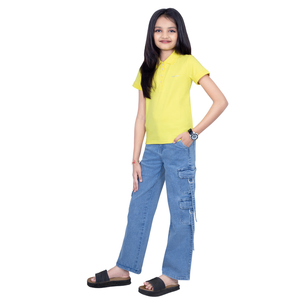Girls Pop Yellow Polo T-Shirt