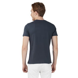 Men Navy Round Neck T-Shirt