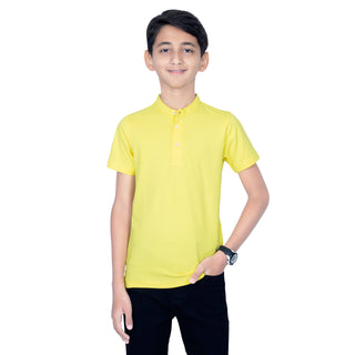 Boys Pop Yellow Classic Henley Polo T-Shirt