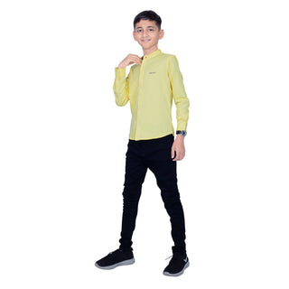 Boys Soft Yellow Cotton Full Sleeves Shirt