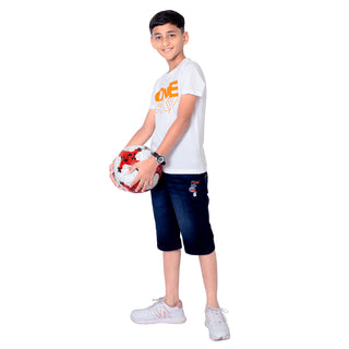 Kids White Round Neck T-Shirt