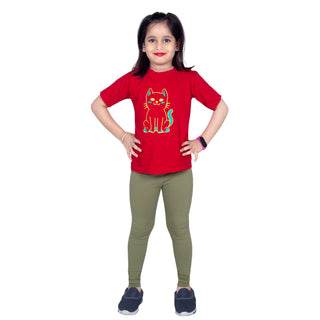 Girls Olive Regular Legging