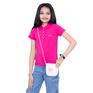 Girls Fuchsia Polo T-Shirt