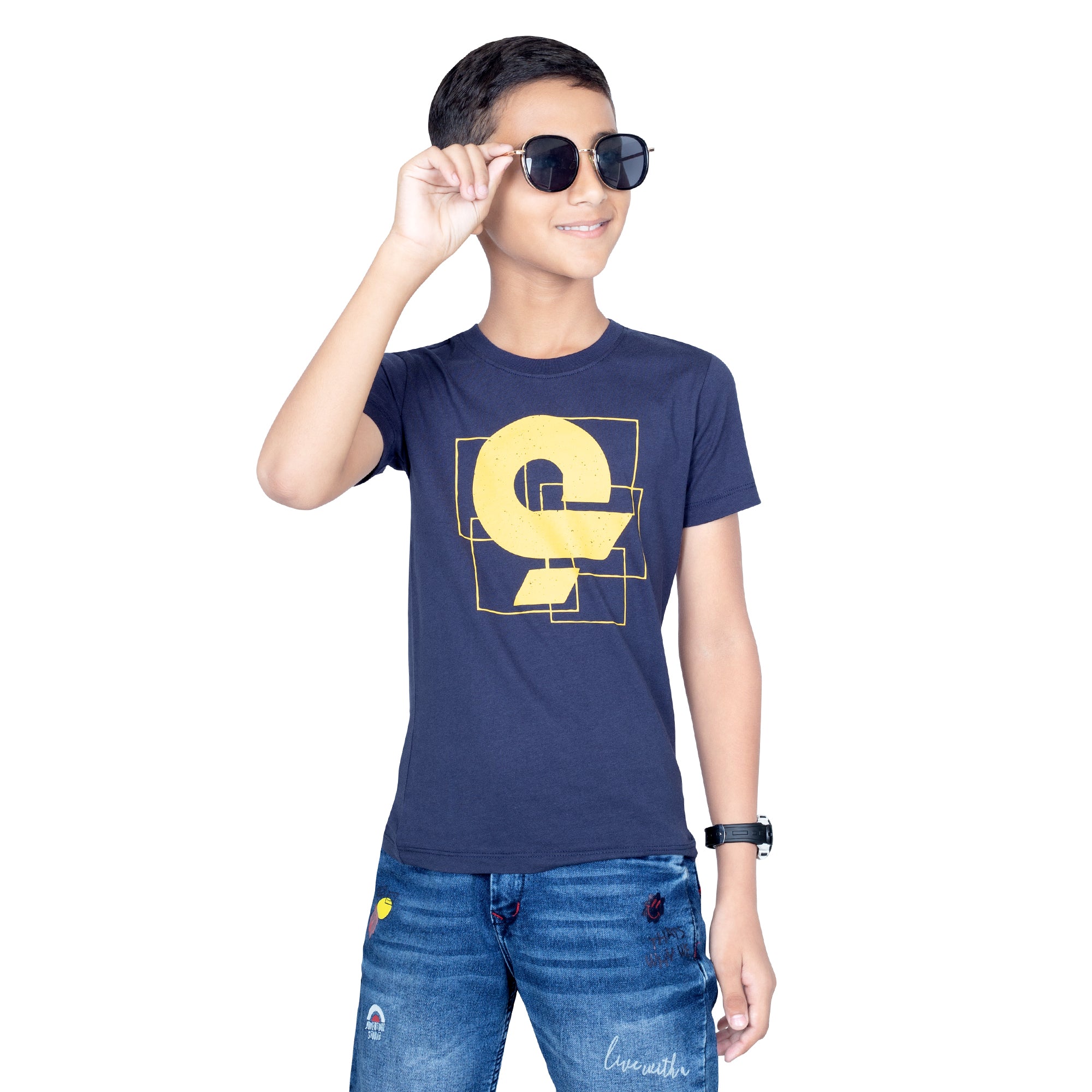 Boys Navy Round Neck T-Shirt