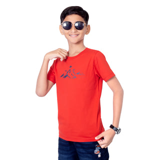 Boys Classic Red Round Neck T-Shirt